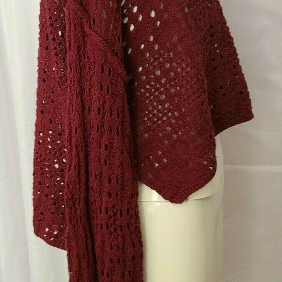 Patrons Of Peace Laurel Sweater Small Garnet Red NWT 100% Cotton Pointelle Knit - Picture 4 of 9